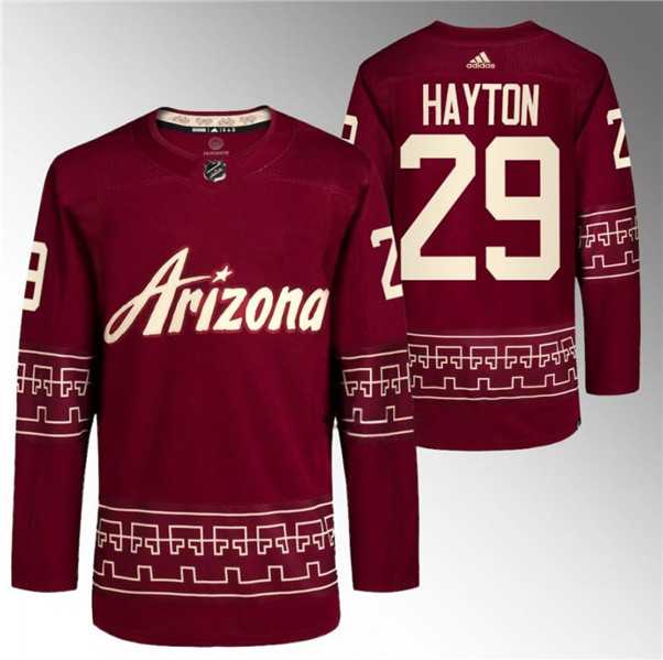 Mens Arizona Coyotes #29 Barrett Hayton Garnet Alternate Pro Jersey Dzhi